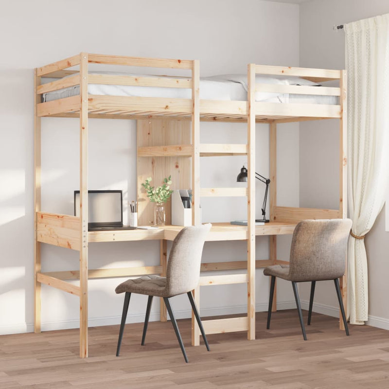 vidaXL tömör fenyő galériaágy-keret matrac nélkül 90 x 190 cm
