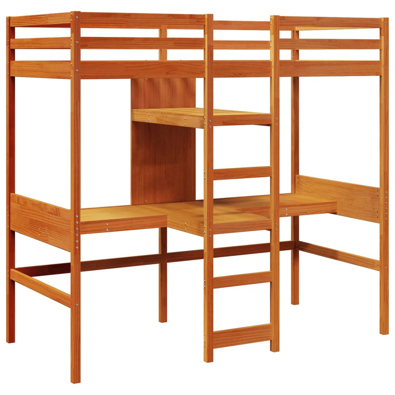 vidaXL viaszbarna tömör fenyő galériaágy-keret matrac nélkül 90x190cm