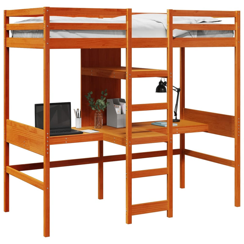 vidaXL viaszbarna tömör fenyő galériaágy-keret matrac nélkül 90x190cm