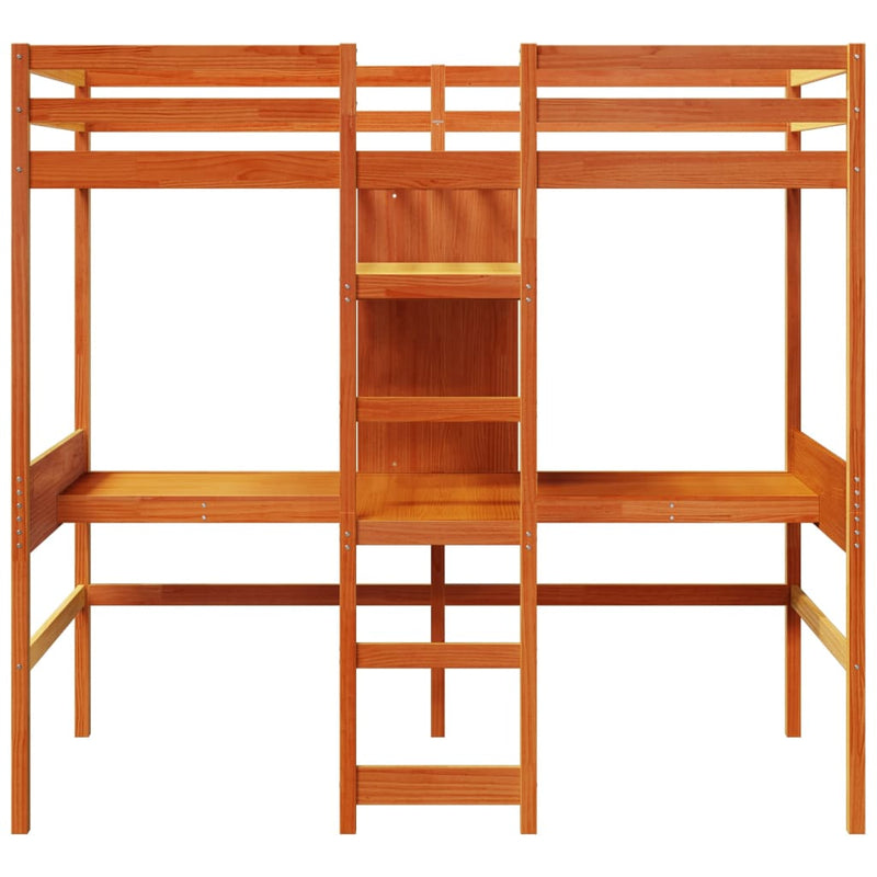 vidaXL viaszbarna tömör fenyő galériaágy-keret matrac nélkül 90x190cm