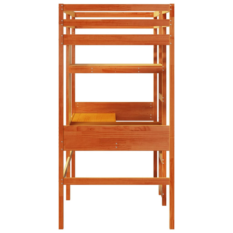 vidaXL viaszbarna tömör fenyő galériaágy-keret matrac nélkül 90x190cm