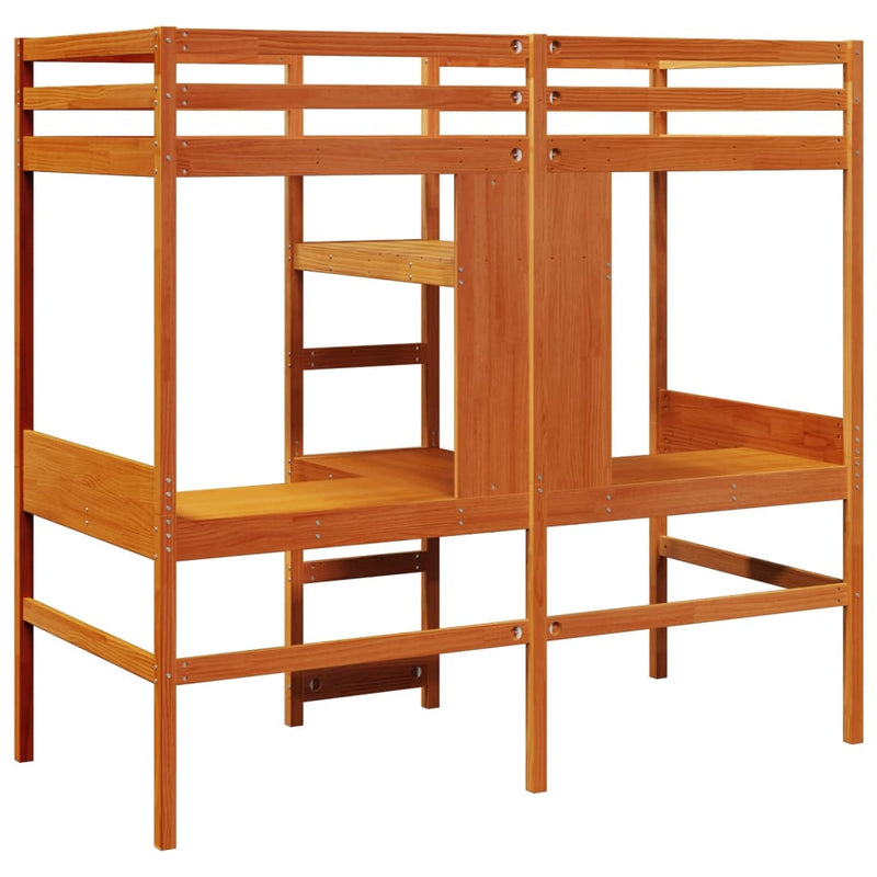 vidaXL viaszbarna tömör fenyő galériaágy-keret matrac nélkül 90x190cm