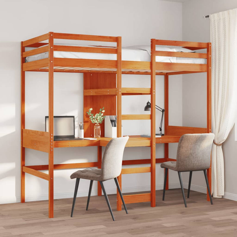 vidaXL viaszbarna tömör fenyő galériaágy-keret matrac nélkül 90x190cm