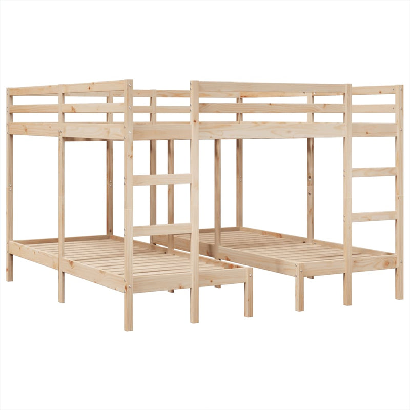 vidaXL tömör fenyőfa tripla emeletes ágykeret 200x200/80x200 cm