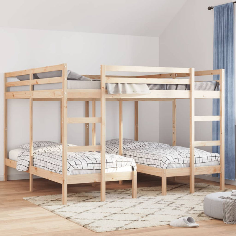 vidaXL tömör fenyőfa tripla emeletes ágykeret 200x200/80x200 cm