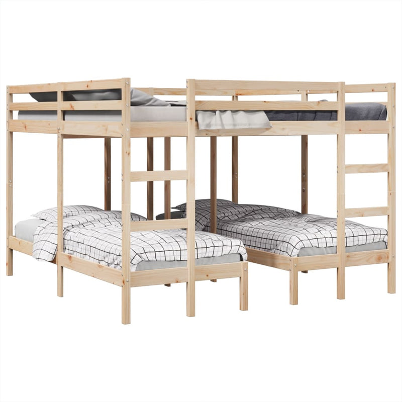 vidaXL tömör fenyőfa tripla emeletes ágykeret 200x200/80x200 cm