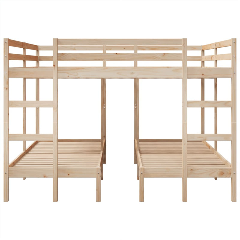 vidaXL tömör fenyőfa tripla emeletes ágykeret 200x200/80x200 cm