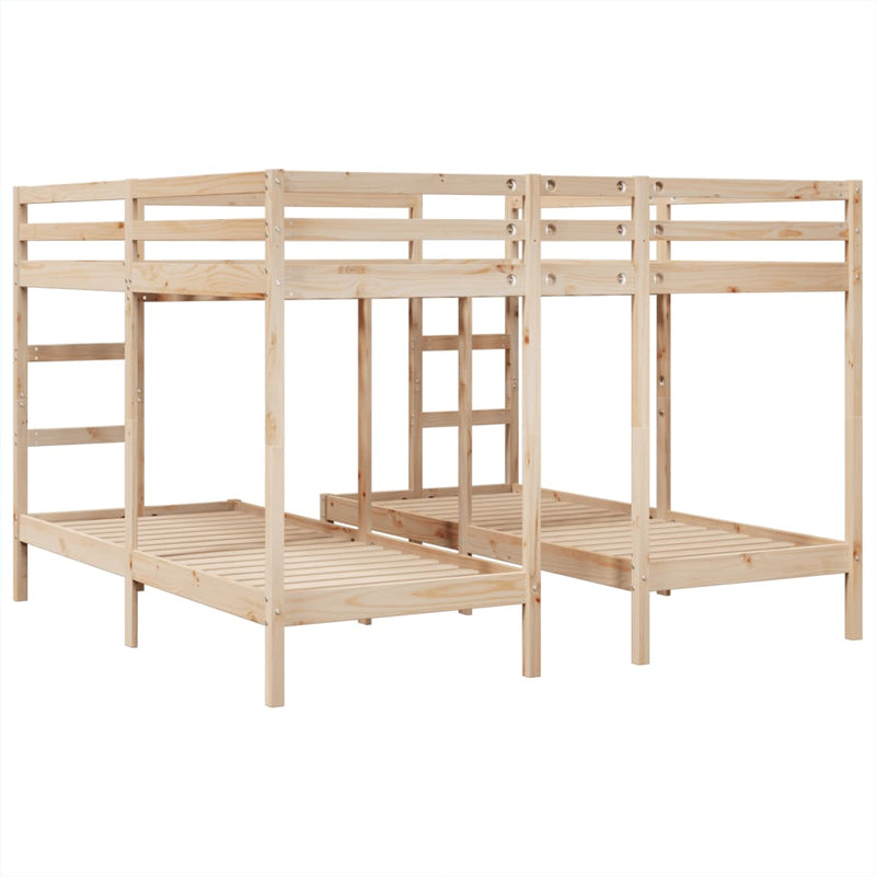 vidaXL tömör fenyőfa tripla emeletes ágykeret 200x200/80x200 cm