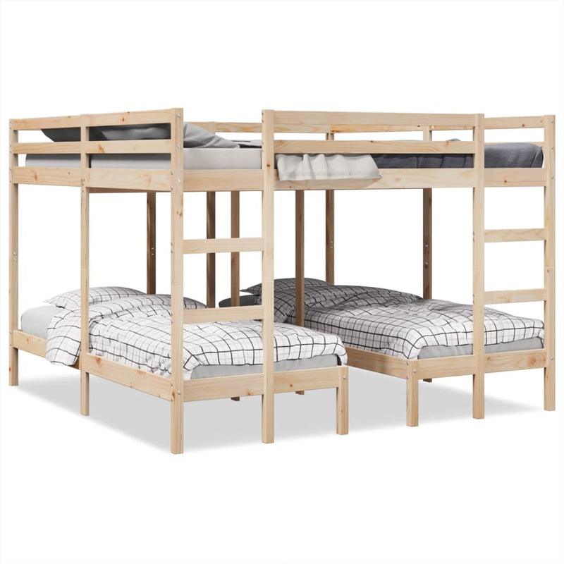 vidaXL tömör fenyőfa tripla emeletes ágykeret 200x200/80x200 cm