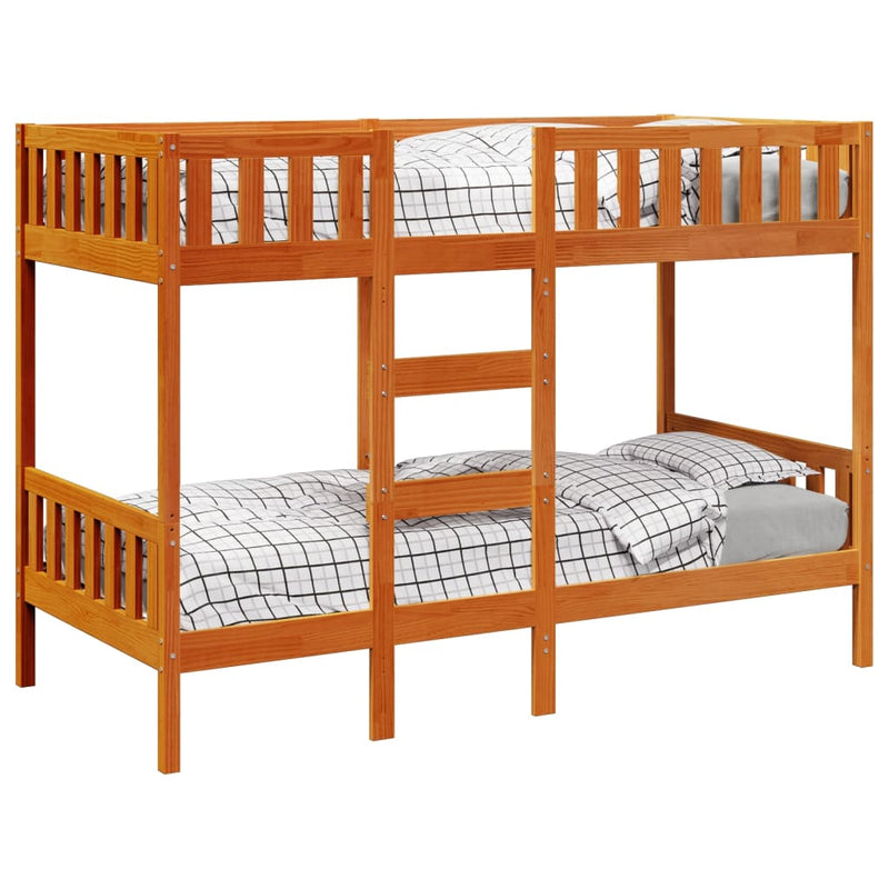 vidaXL viaszbarna tömör fenyőfa emeletes ágy 80 x 200 cm