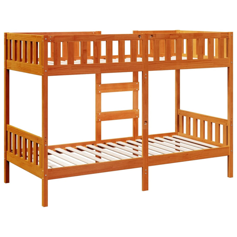 vidaXL viaszbarna tömör fenyőfa emeletes ágy 80 x 200 cm