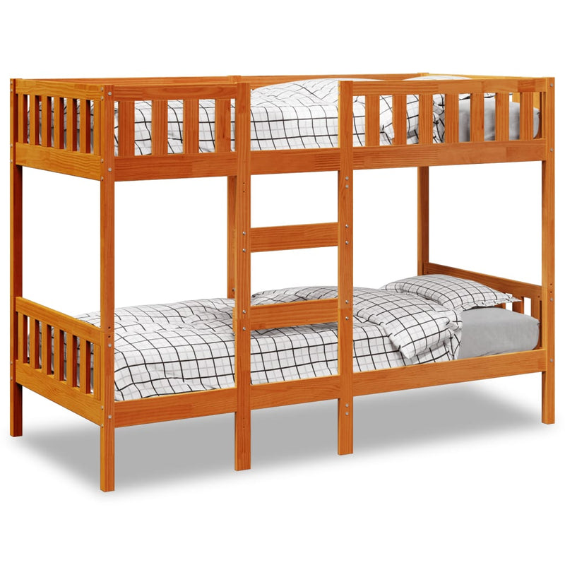 vidaXL viaszbarna tömör fenyőfa emeletes ágy 80 x 200 cm