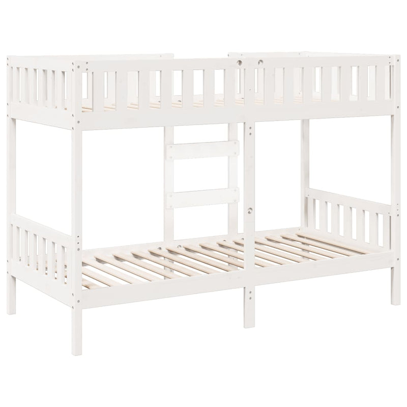 vidaXL fehér tömör fenyőfa emeletes ágy 75x190 cm