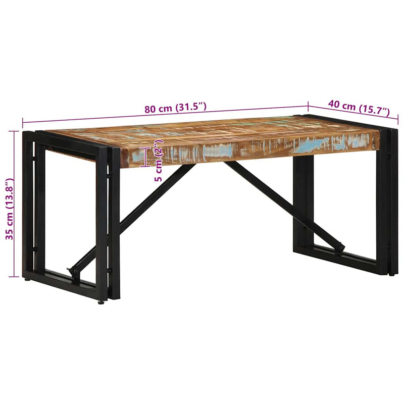 vidaXL többszínű tömör újrahasznosított fa dohányzóasztal 80x40x35 cm