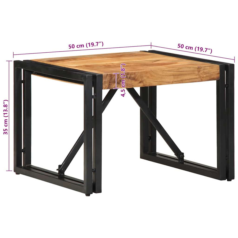 vidaXL tömör akácfa dohányzóasztal 50x50x35 cm