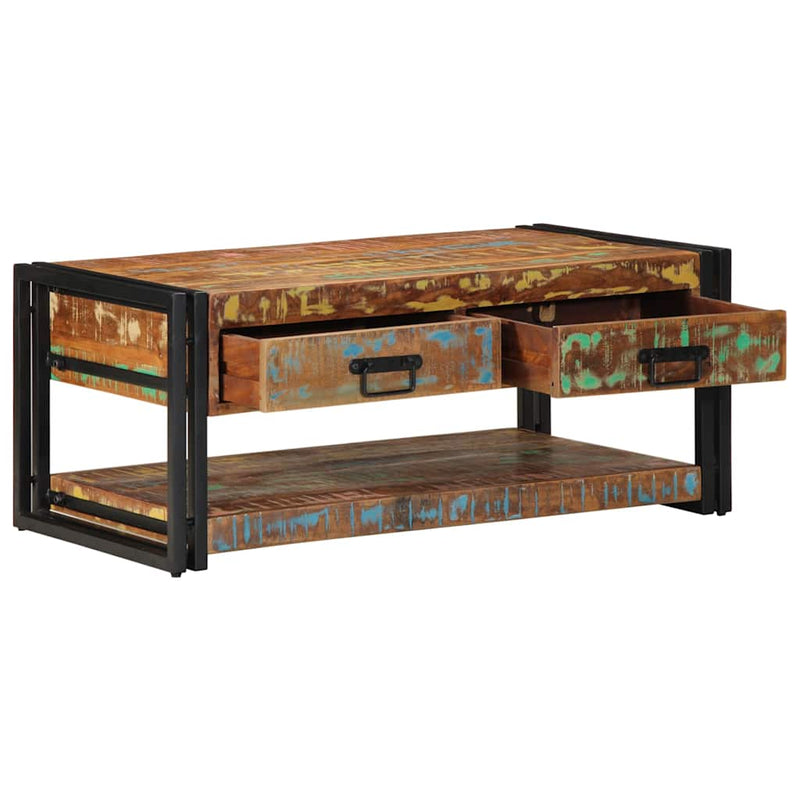 vidaXL dohányzóasztal többszínű 90x50x38cm tömörfa újrahasznosított fa