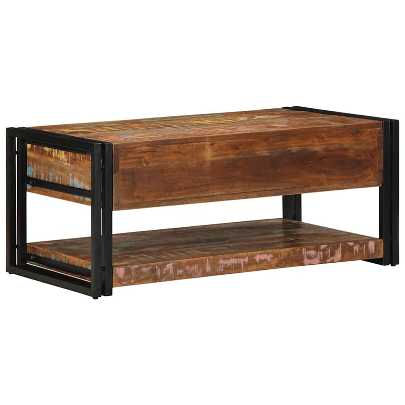 vidaXL dohányzóasztal többszínű 90x50x38cm tömörfa újrahasznosított fa