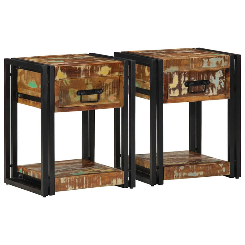 vidaXL Éjjeliszekrény fiókkal 2 pcs Sokszínű 40 x 35 x 50 cm