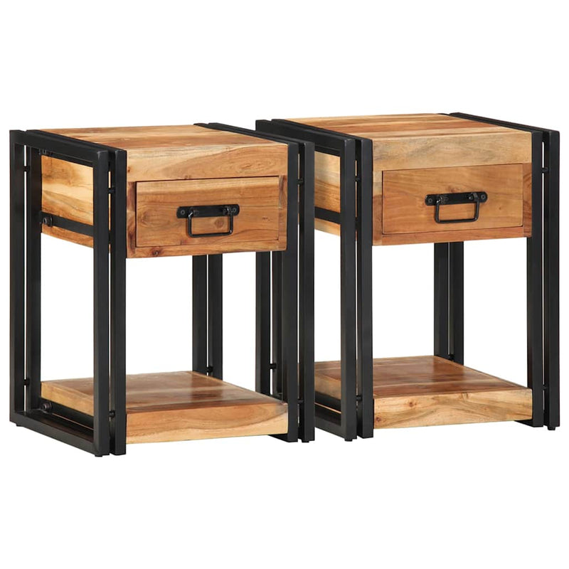 vidaXL Éjjeliszekrény fiókkal 2 pcs Barna 40 x 35 x 50 cm tömör akácfa