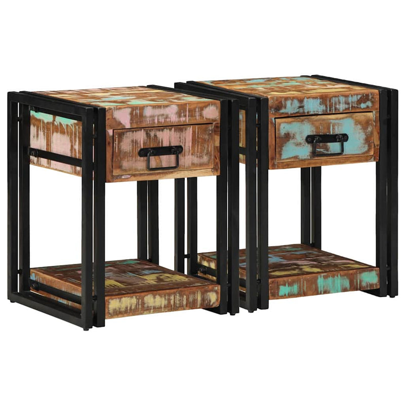 vidaXL Éjjeliszekrény fiókkal 2 pcs Sokszínű 40 x 40 x 50 cm