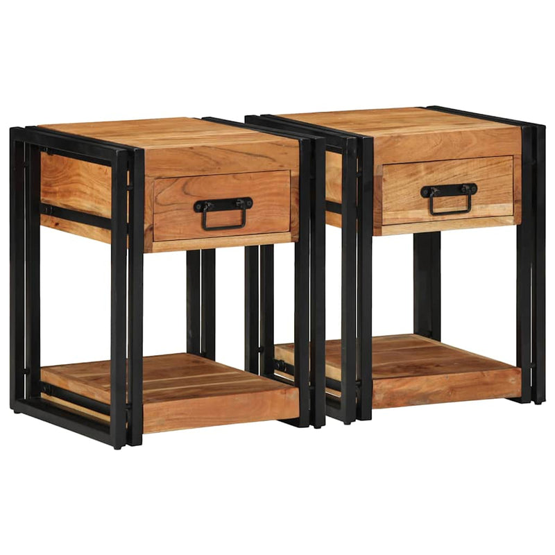 vidaXL Éjjeliszekrény fiókkal 2 pcs Barna 40 x 40 x 50 cm tömör akácfa