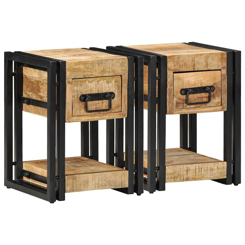 vidaXL Éjjeliszekrény 2 pcs Barna 30 x 30 x 40 cm tömör mangófa