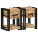 vidaXL Éjjeliszekrény 2 pcs Barna 30 x 30 x 40 cm Tömör Mangófát