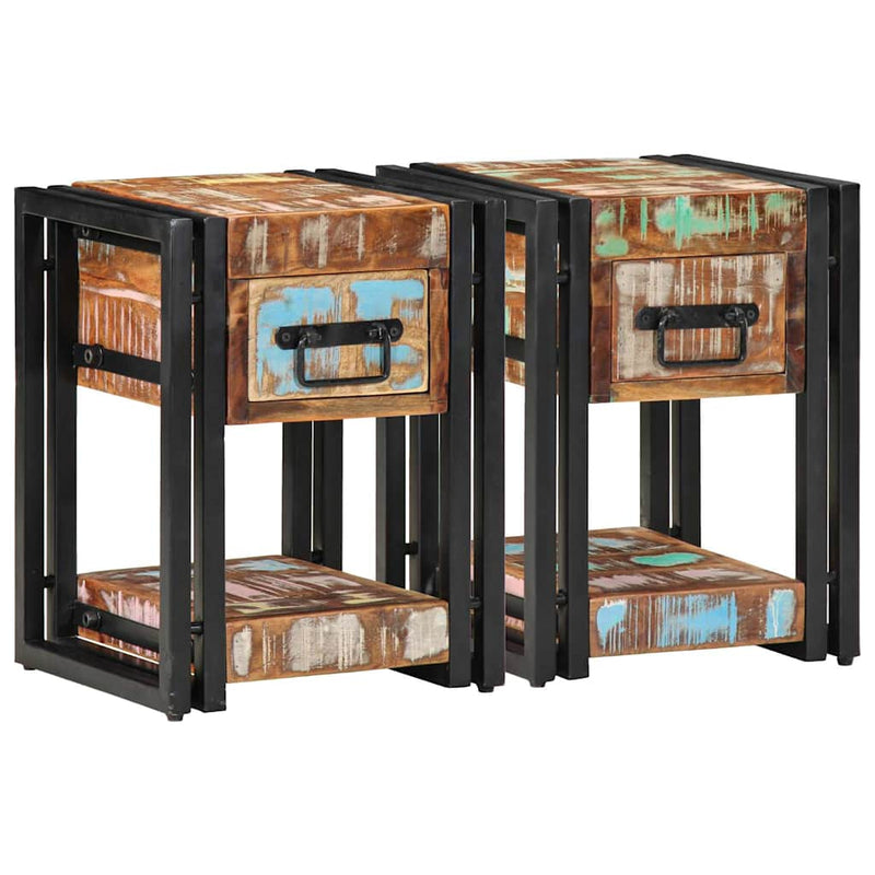 vidaXL Éjjeliszekrény fiókkal 2 pcs Sokszínű 30 x 30 x 40 cm