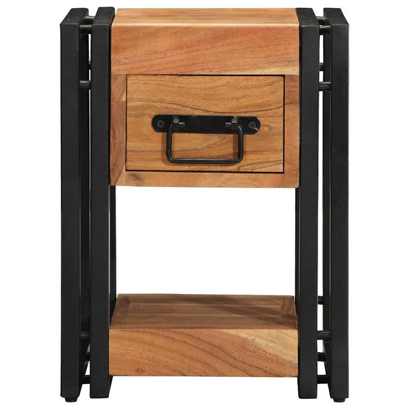 vidaXL Éjjeliszekrény fiókkal 2 pcs Barna 30 x 30 x 40 cm tömör akácfa