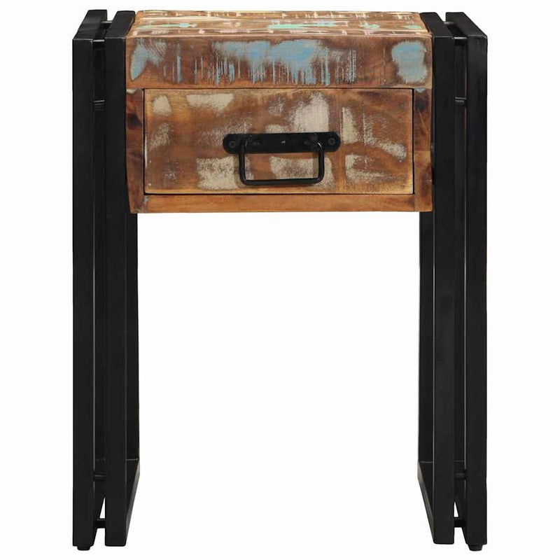 vidaXL Kisasztal 40 x 40 x 50 cm Szilárd újrahasznosított fa és fém