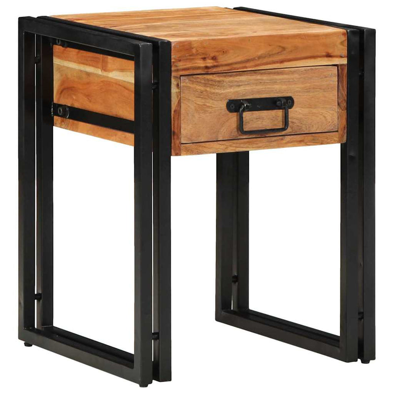vidaXL Végasztal fiókkal tárolóval Barna 40 x 40 x 50 cm tömör akácfa