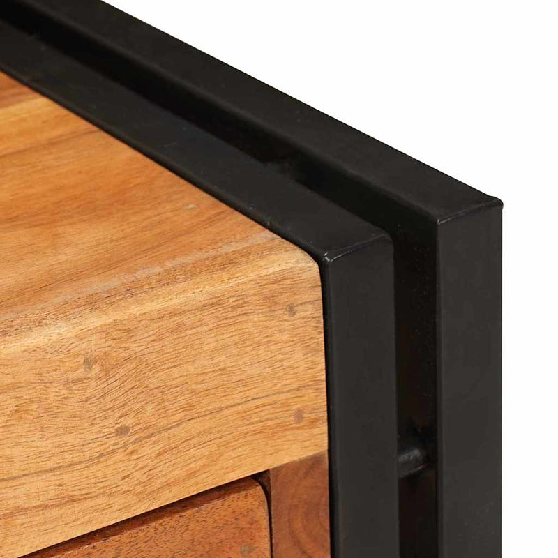 vidaXL Kisasztal Barna és fekete 30 x 30 x 40 cm Tömör akácfa és Fém