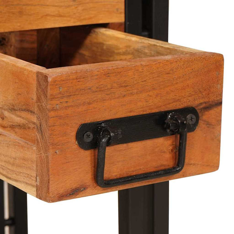 vidaXL Kisasztal Barna és fekete 30 x 30 x 40 cm Tömör akácfa és Fém