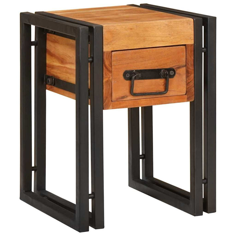 vidaXL Kisasztal Barna és fekete 30 x 30 x 40 cm Tömör akácfa és Fém