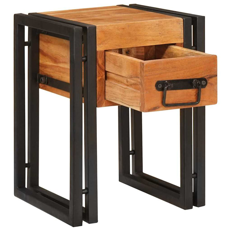 vidaXL Kisasztal Barna és fekete 30 x 30 x 40 cm Tömör akácfa és Fém