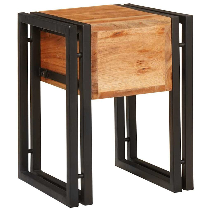 vidaXL Kisasztal Barna és fekete 30 x 30 x 40 cm Tömör akácfa és Fém