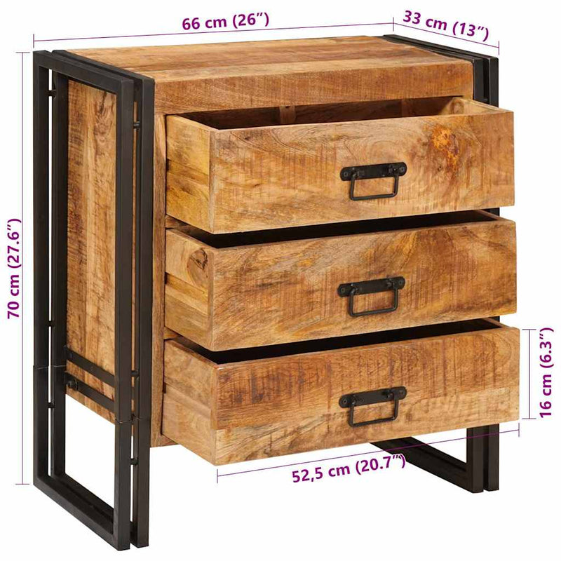 vidaXL Széf fiókkal Barna 66 x 33 x 70 cm tömör mangófa