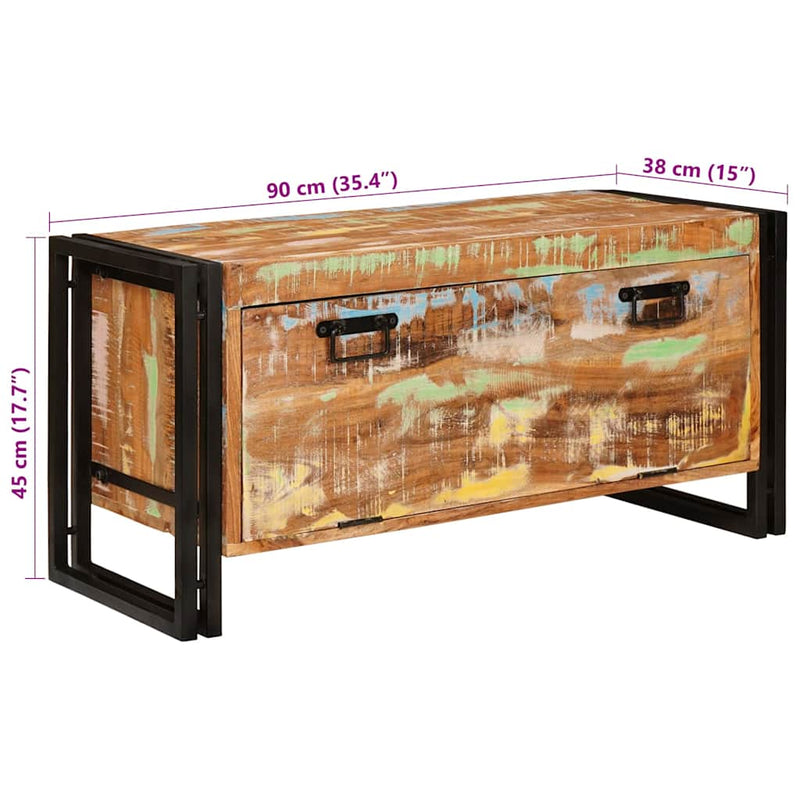 vidaXL Cipőszekrény Barna 90 x 38 x 45 cm tömör újrahasznosított fa