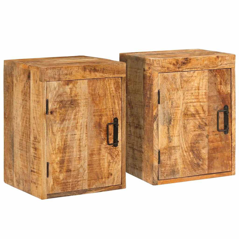vidaXL Éjjeli asztal 2 pcs Barna 35 x 33 x 48 cm Tömör Mangófát