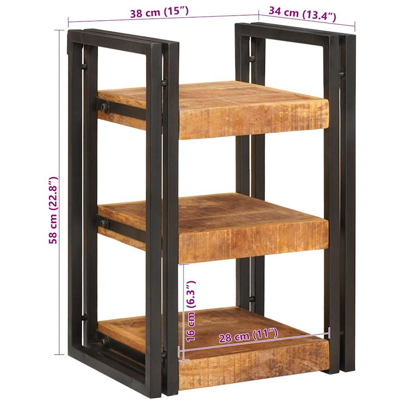 vidaXL Éjjeli asztal Barna és fekete 38 x 33 x 58 cm Tömör Mangófát