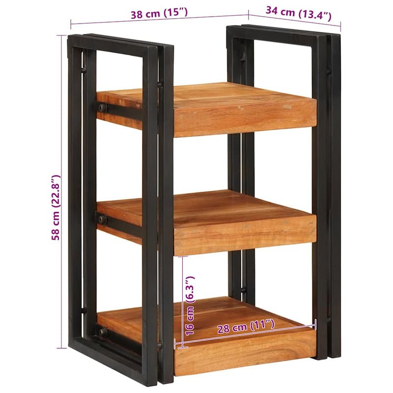 vidaXL Éjjeli asztal Barna és fekete 38 x 33 x 58 cm Tömör Fa Akácia