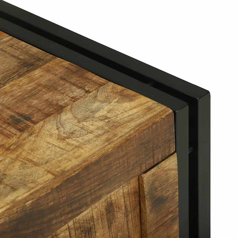 vidaXL Tároló Doboz Barna és fekete 50 x 50 x 50 cm durva mangófa