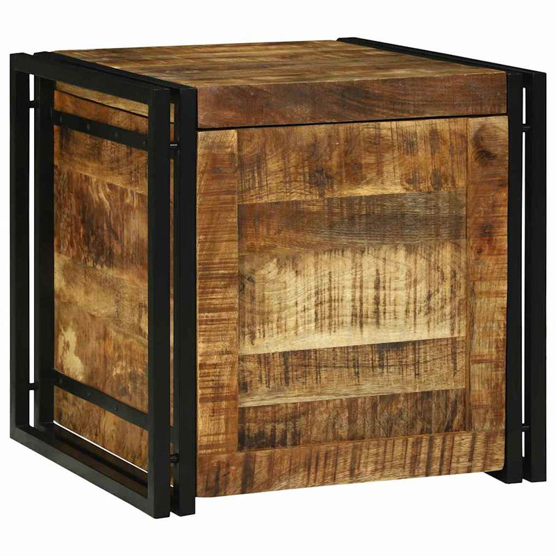 vidaXL Tároló Doboz Barna és fekete 50 x 50 x 50 cm durva mangófa