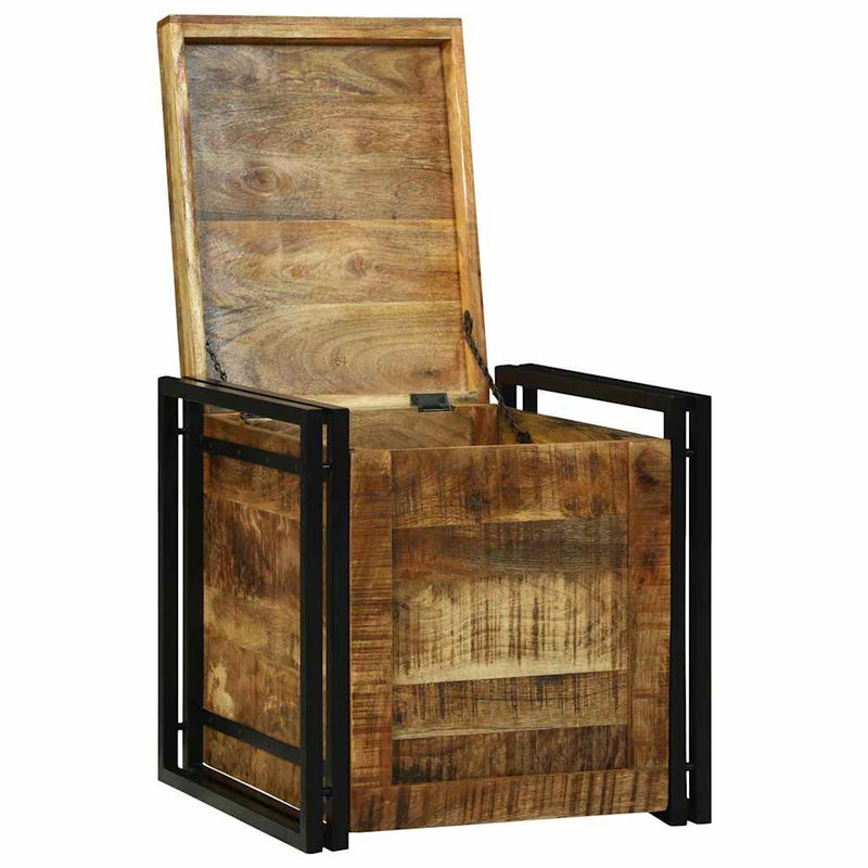 vidaXL Tároló Doboz Barna és fekete 50 x 50 x 50 cm durva mangófa