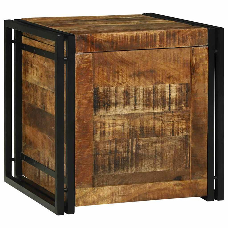 vidaXL Tároló Doboz Barna és fekete 50 x 50 x 50 cm durva mangófa