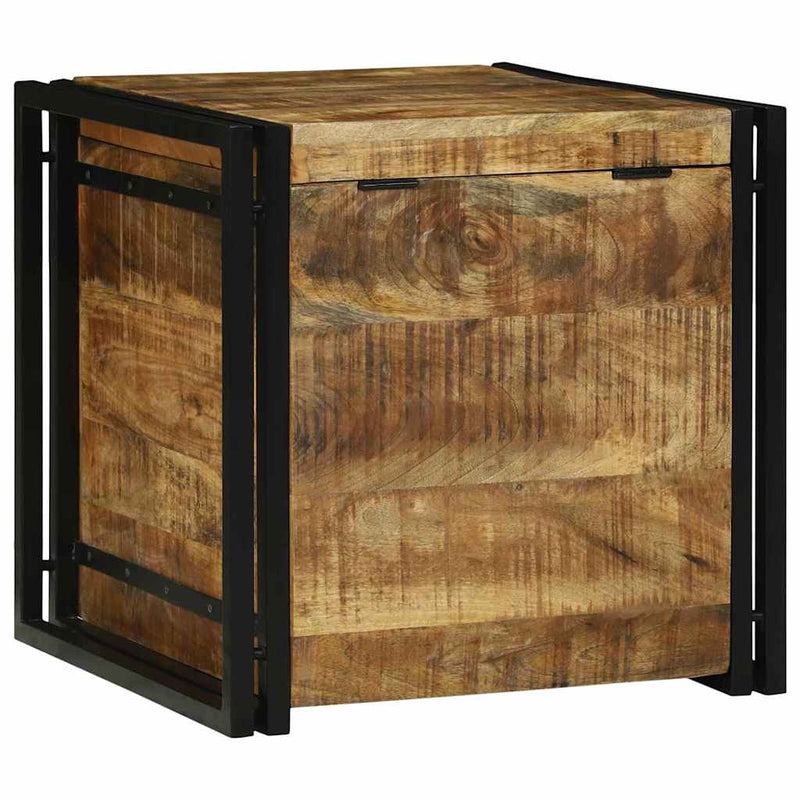 vidaXL Tároló Doboz Barna és fekete 50 x 50 x 50 cm durva mangófa