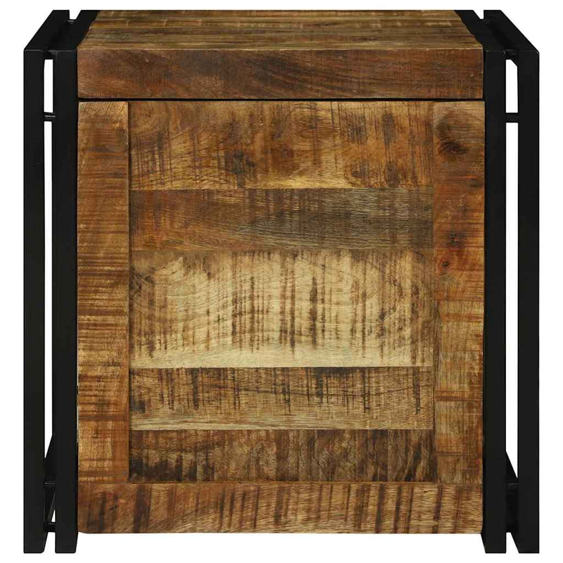 vidaXL Tároló Doboz Barna és fekete 50 x 50 x 50 cm durva mangófa