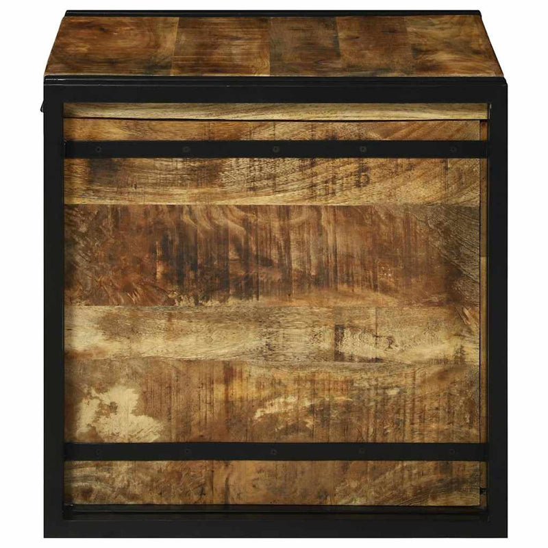 vidaXL Tároló Doboz Barna és fekete 50 x 50 x 50 cm durva mangófa