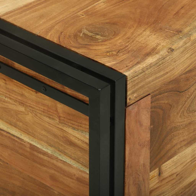 vidaXL Tároló Doboz Barna és fekete 50 x 50 x 50 cm Tömör akácfa