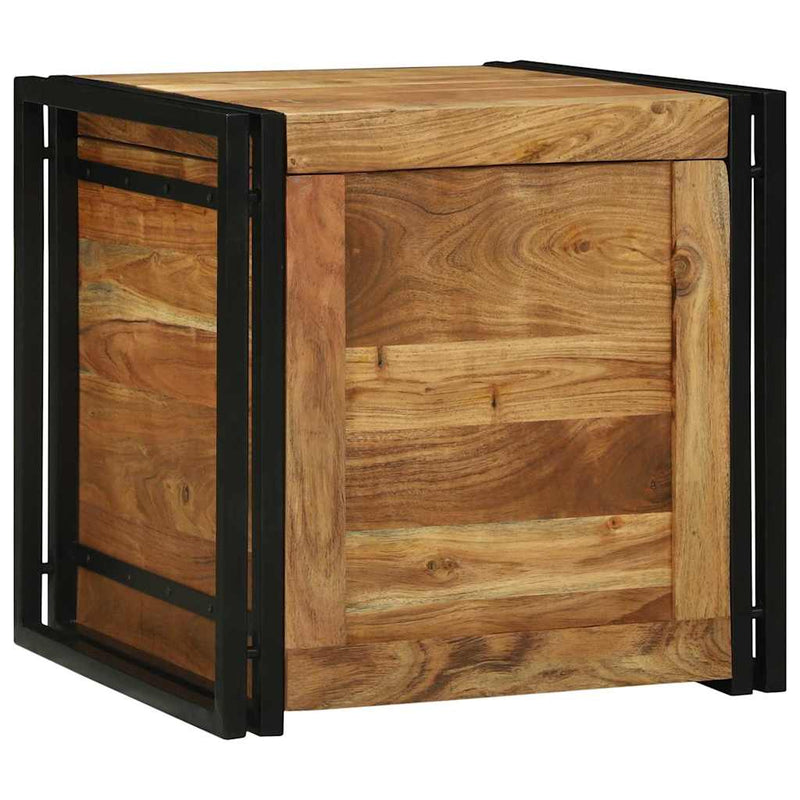 vidaXL Tároló Doboz Barna és fekete 50 x 50 x 50 cm Tömör akácfa